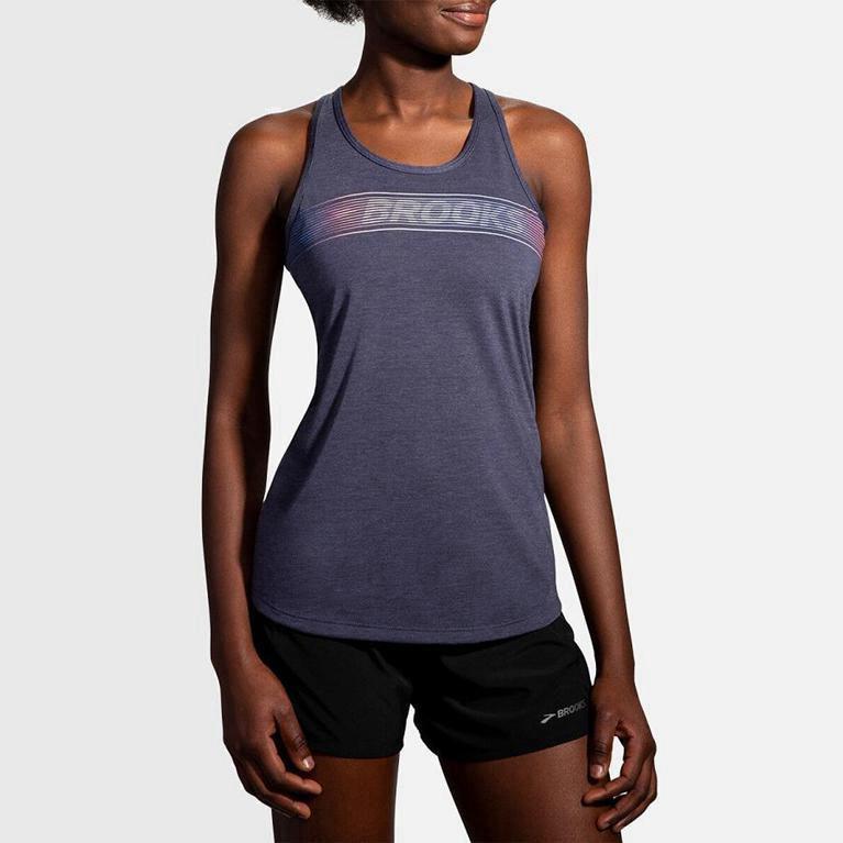 Brooks Distance Graphic Israel - Women's Running Tank Top - Grey (90586-WBGI)